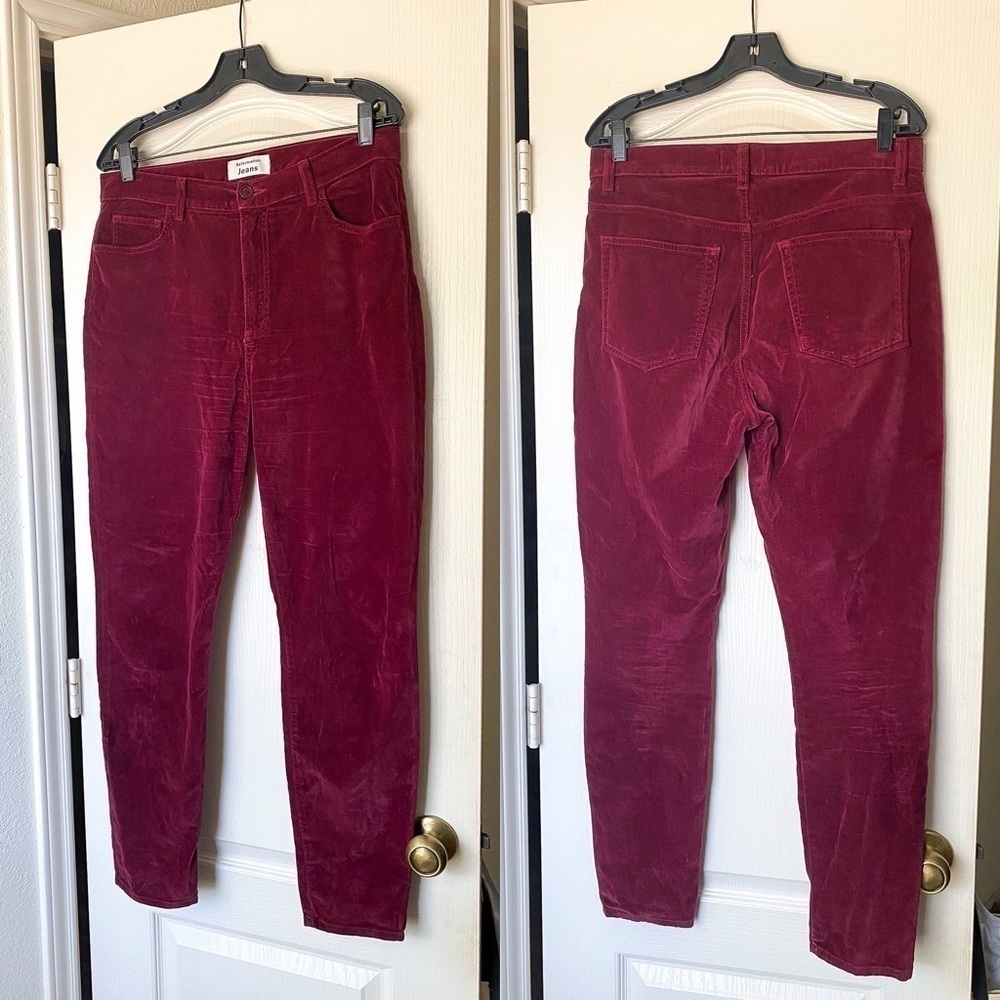 Reformation Pant‎ Rebecca Velvet High Rise Skinny Aubergine 31 GUC